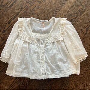 Free People White Lace Blouse - Size X-Small